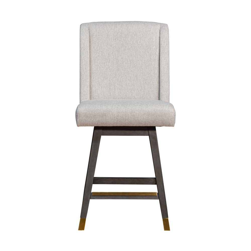 Taupe and Gray Solid Wood Counter Height Swivel Bar Chair