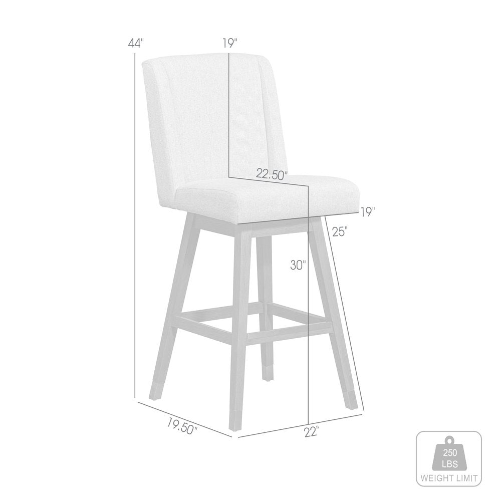 30" Beige and Wood Brown Solid Wood Bar Height Swivel Bar Chair