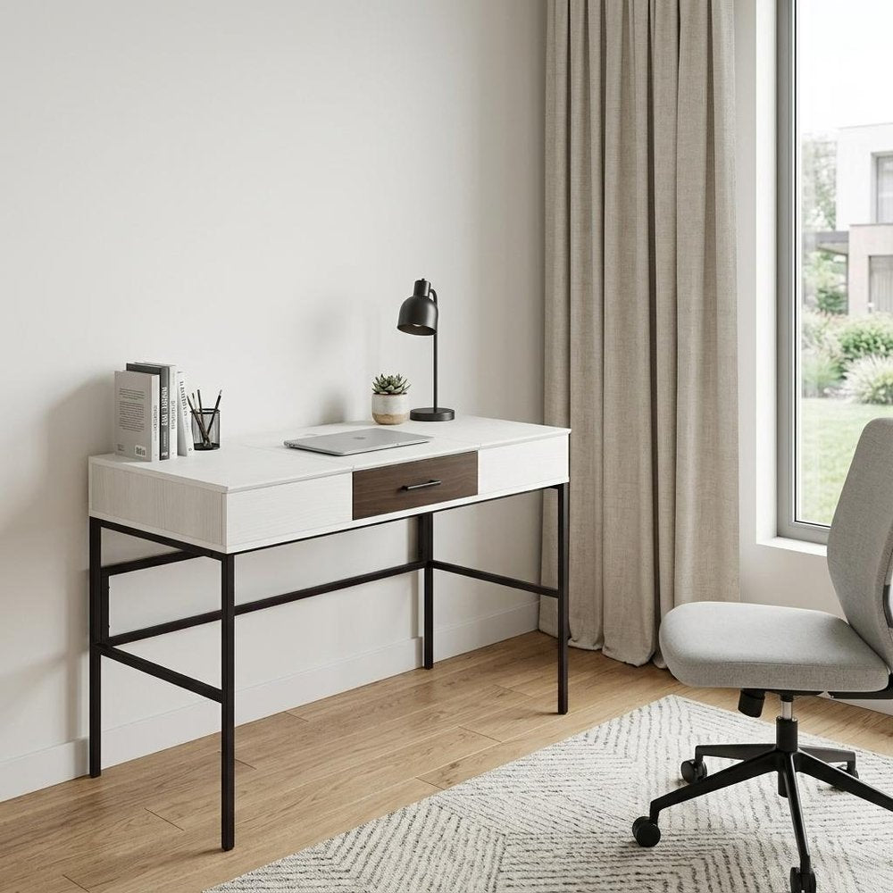 42" White and Black Writing Desk
