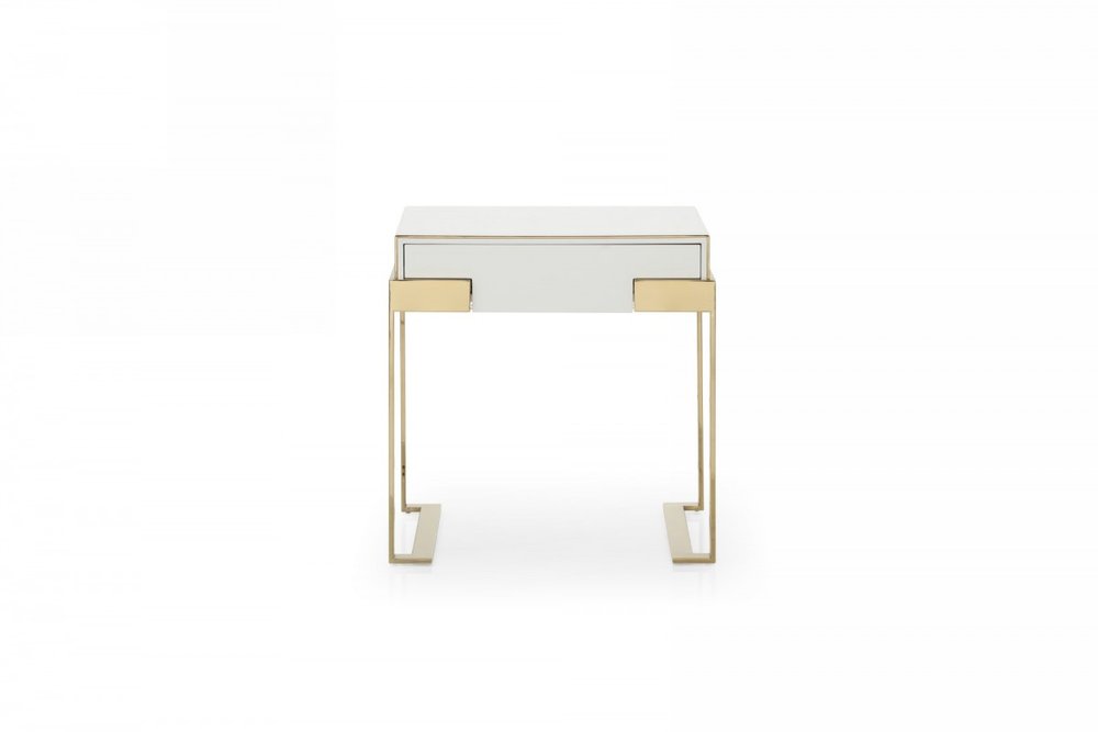24" Champagne Gold and White One Drawer Nightstand