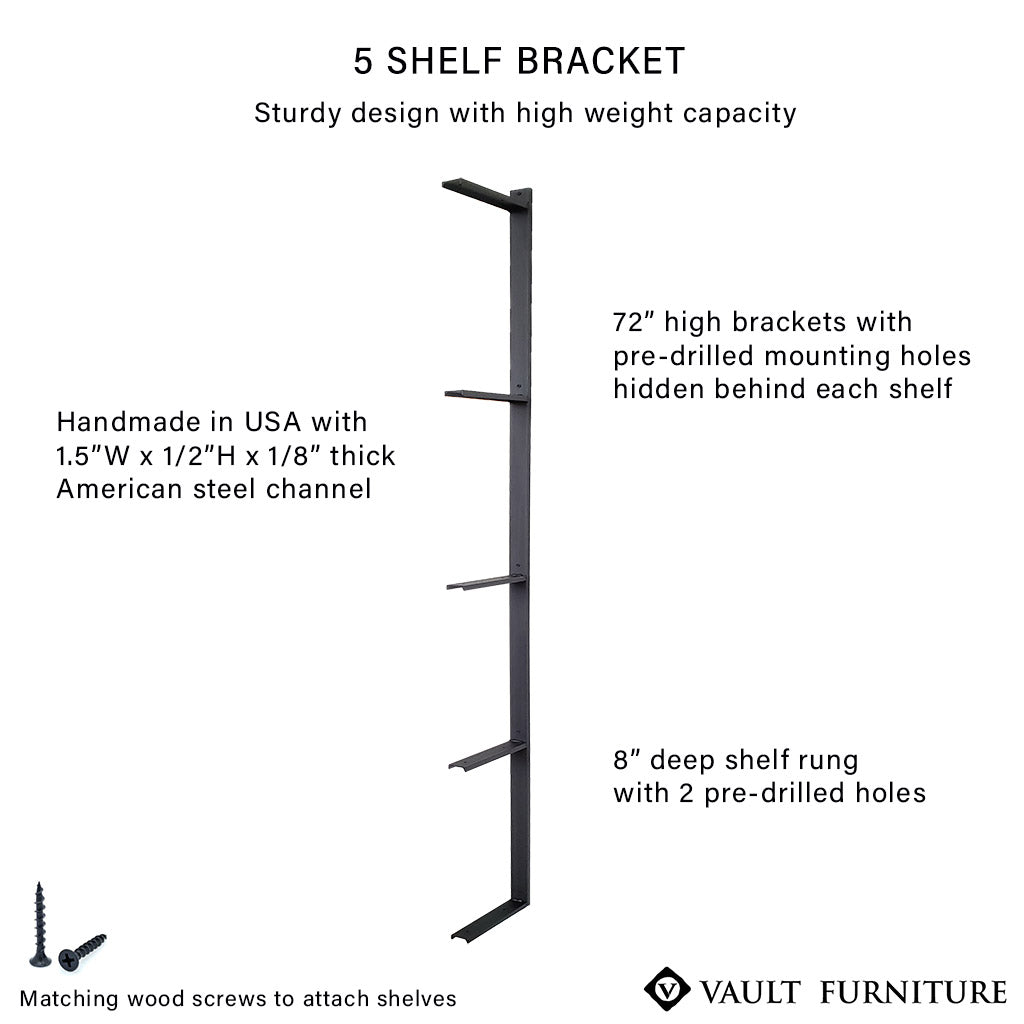 Wall Mount 5 Shelf Unit: 72"H