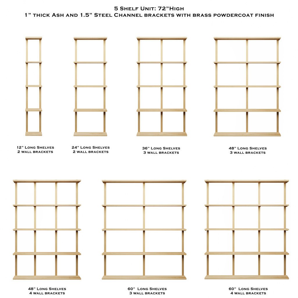 Wall Mount 5 Shelf Unit: 72"H
