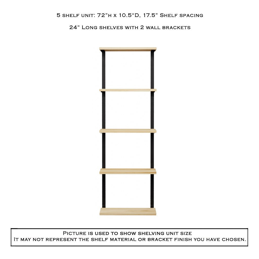 Wall Mounted Shelving Unit: 5 Shelf: 72"H