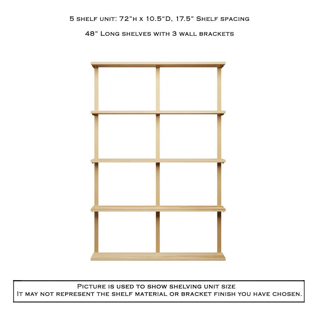 Wall Mount 5 Shelf Unit: 72"H
