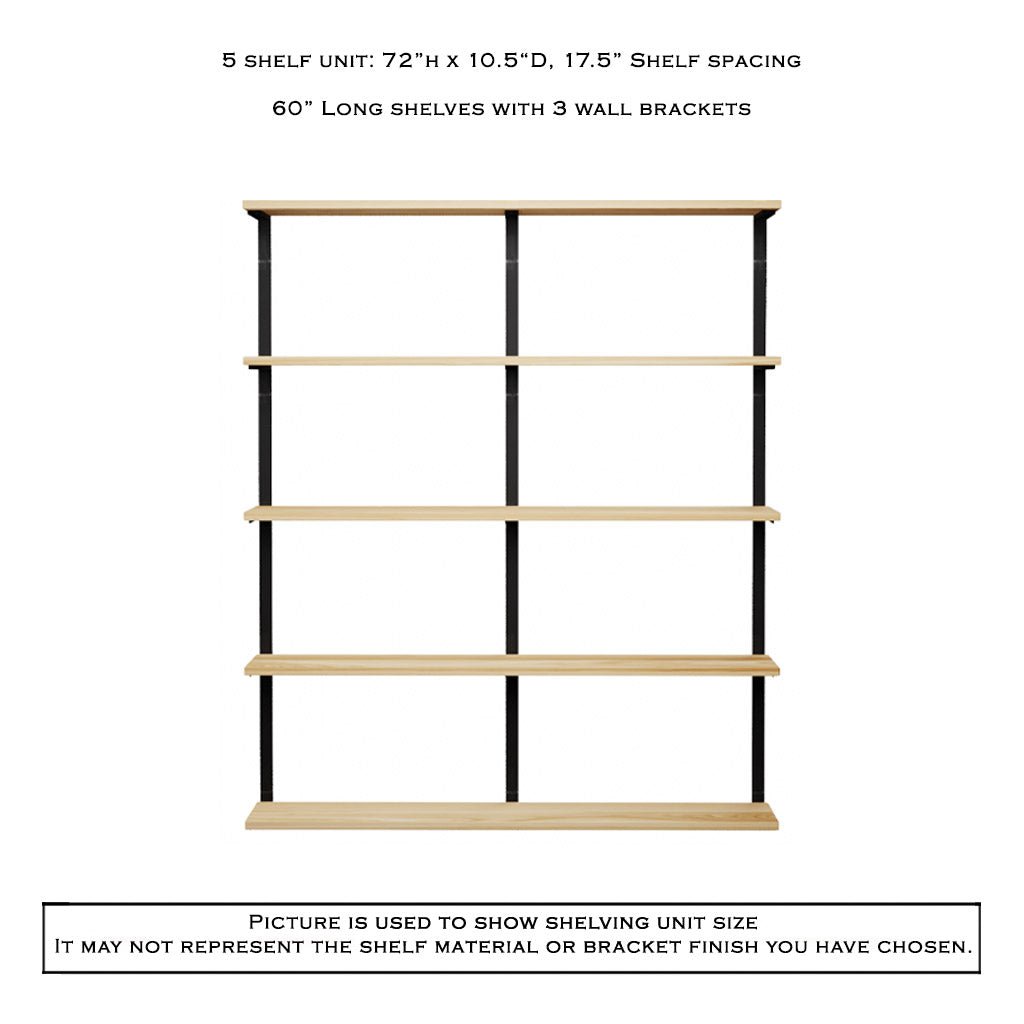 Wall Mount 5 Shelf Unit: 72"H