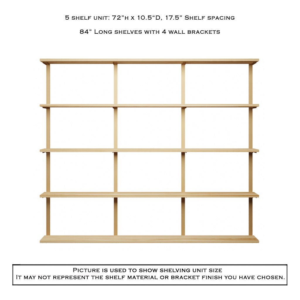 Wall Mount 5 Shelf Unit: 72"H