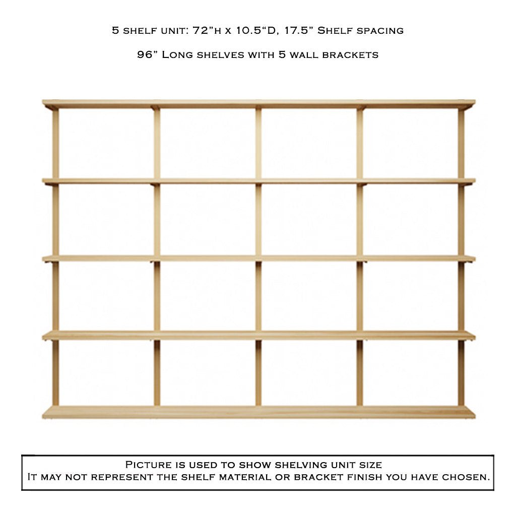 Wall Mount 5 Shelf Unit: 72"H