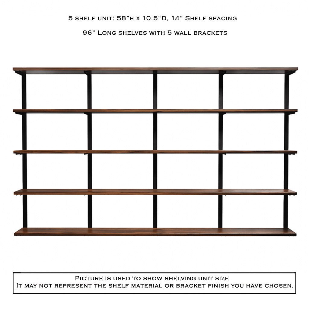 Wall Mount 5 Shelf Unit: 58" H