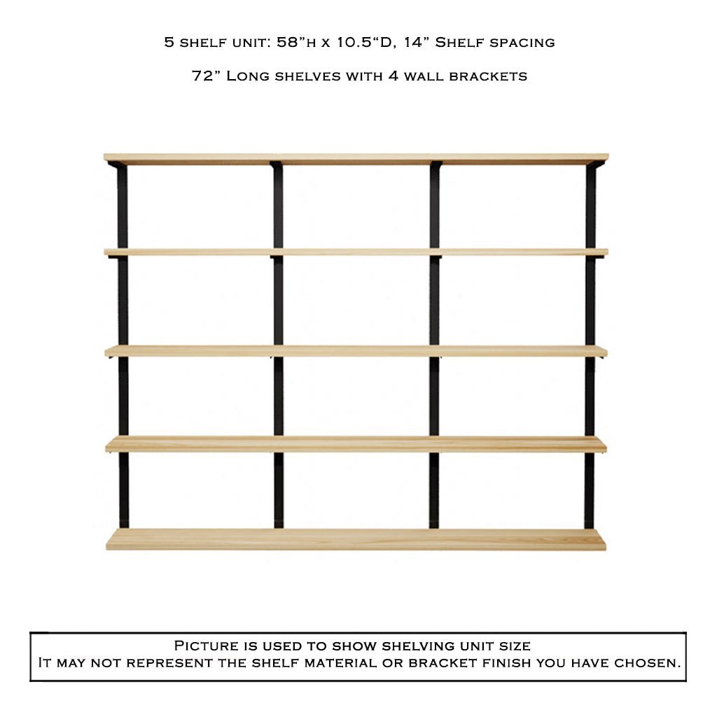 Wall Mount 5 Shelf Unit: 58" H