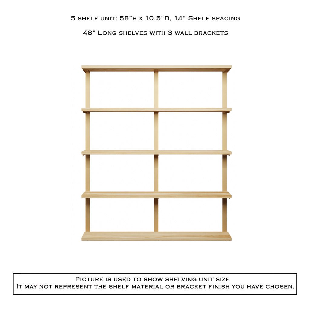Wall Mount 5 Shelf Unit: 58" H