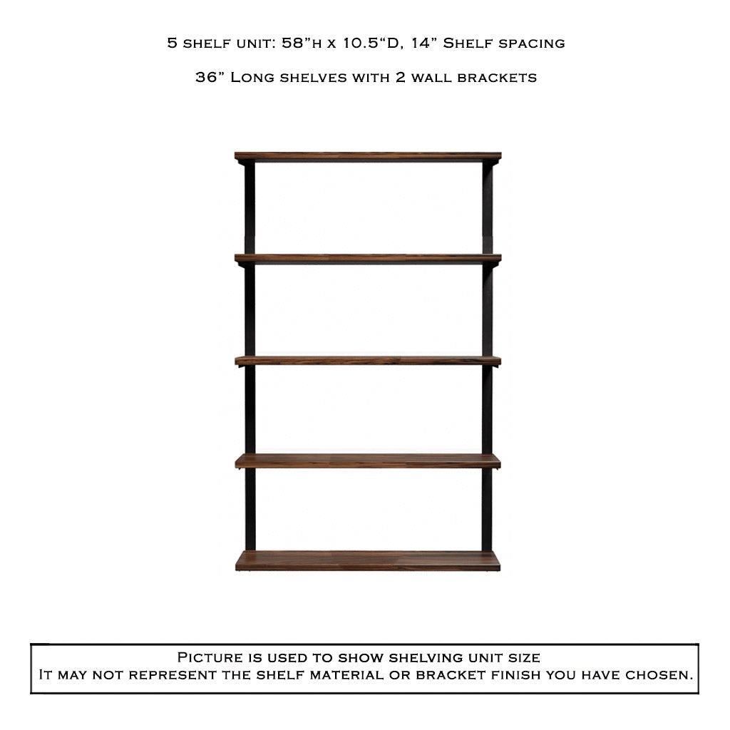 Wall Mount 5 Shelf Unit: 58" H