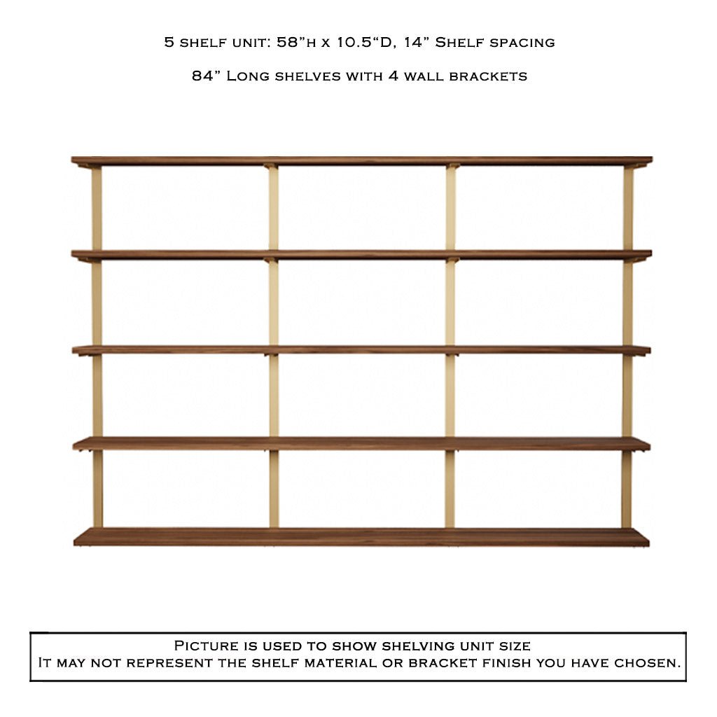 Wall Mount 5 Shelf Unit: 58" H