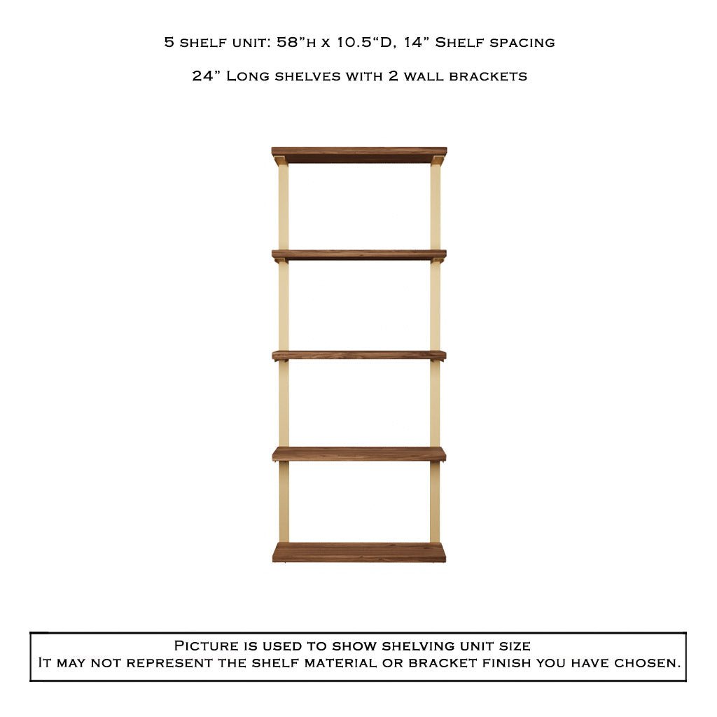 Wall Mount 5 Shelf Unit: 58" H