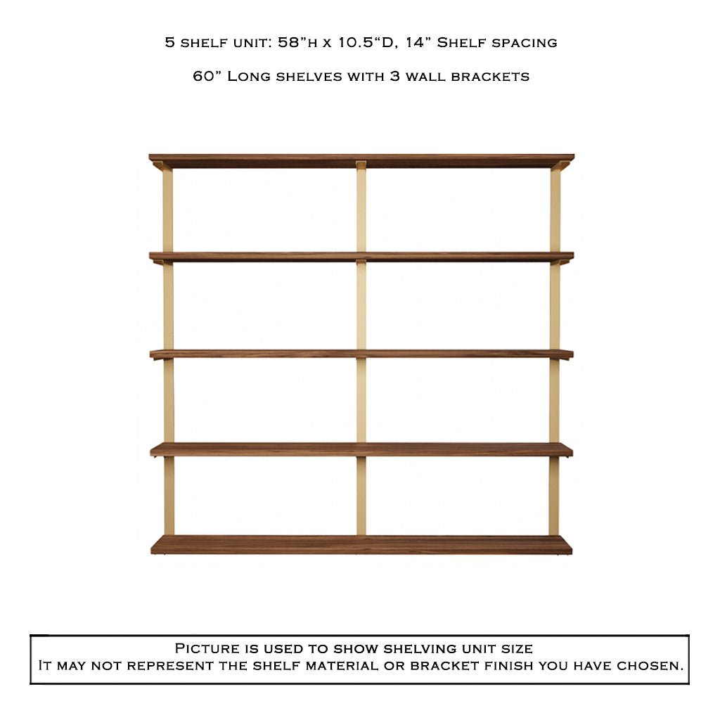 Wall Mount 5 Shelf Unit: 58" H