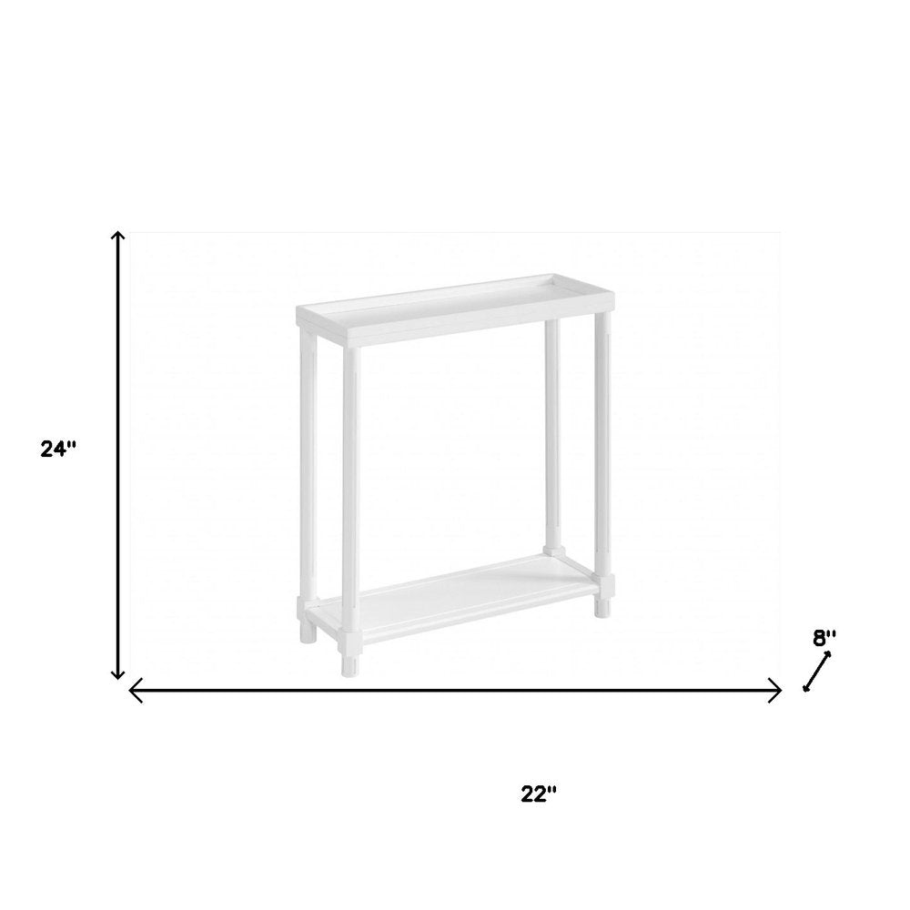 Set Of Two 24" White Wood Rectangular End Tables With Shelf
