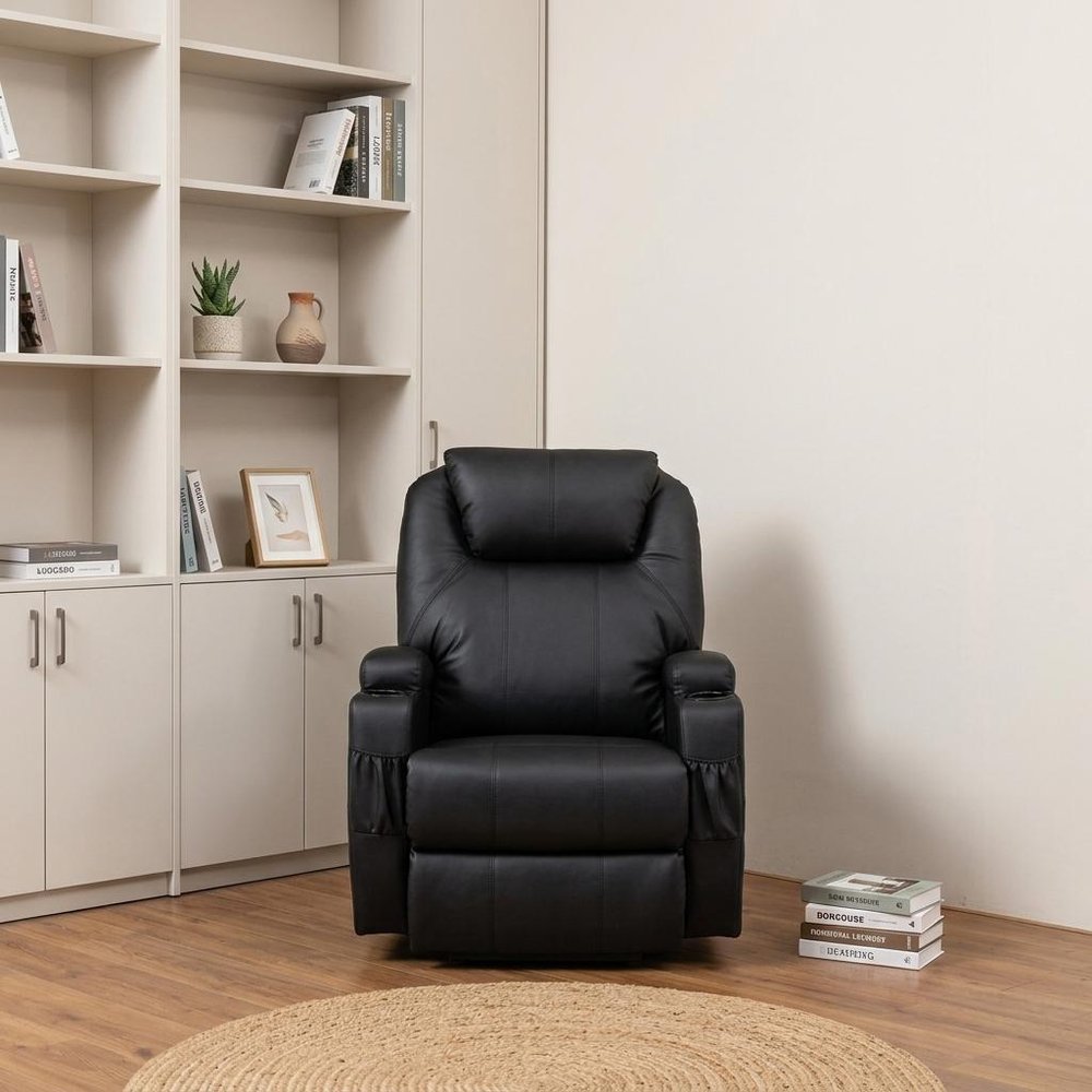 33" Black Power Heated Massage Lift Assist Recliner