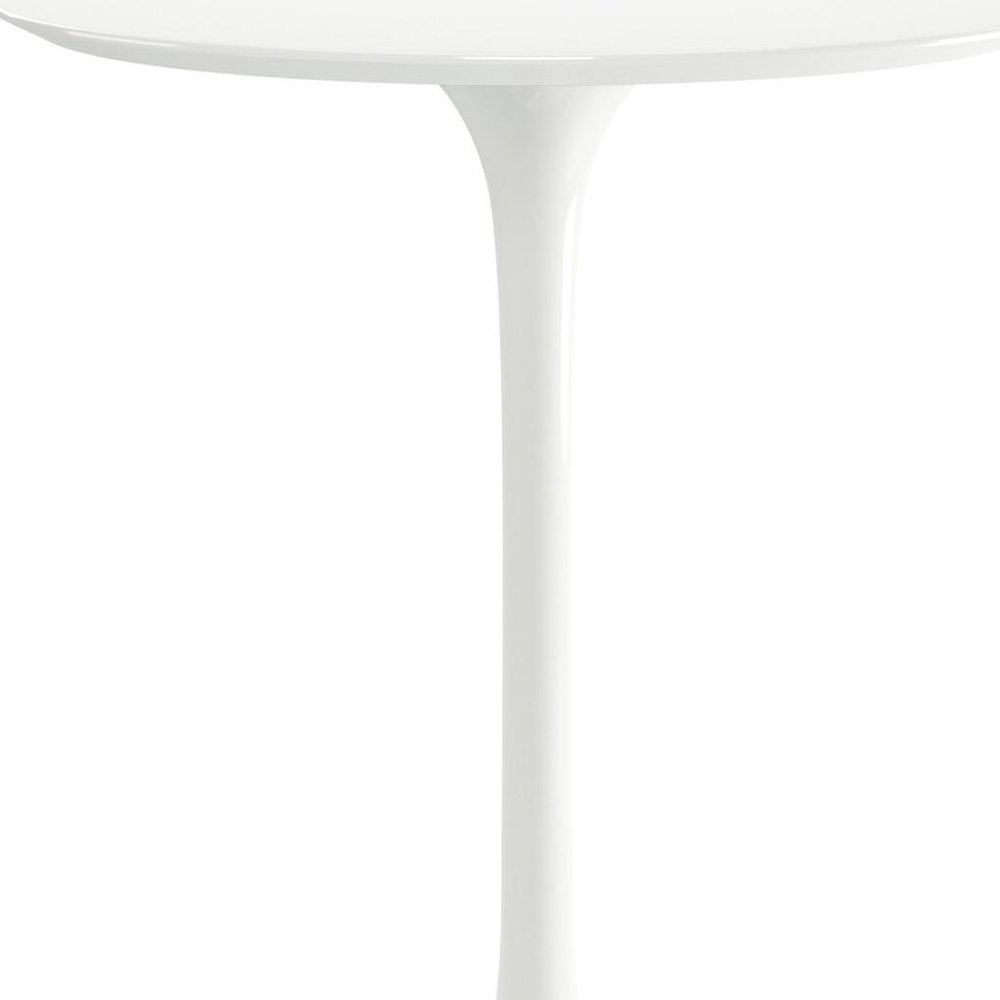 32" White Rounded Fiberglass and Metal Bar Table