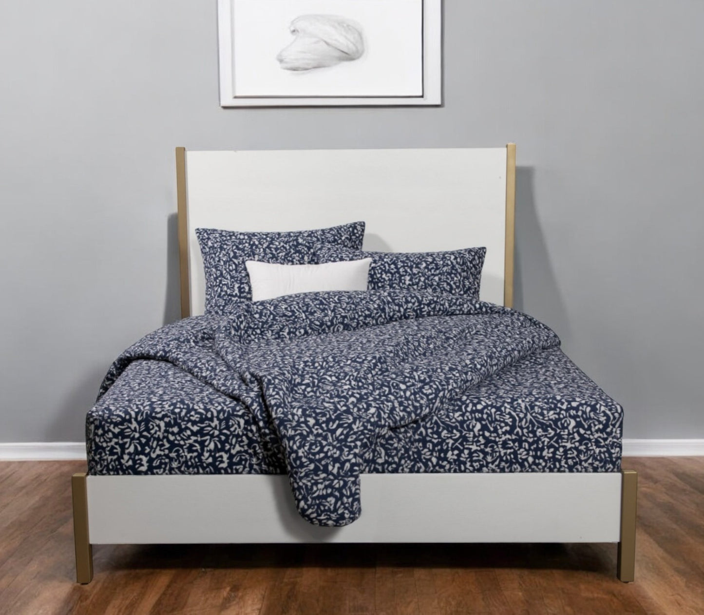 Gold And White Wood Queen Bed Frame