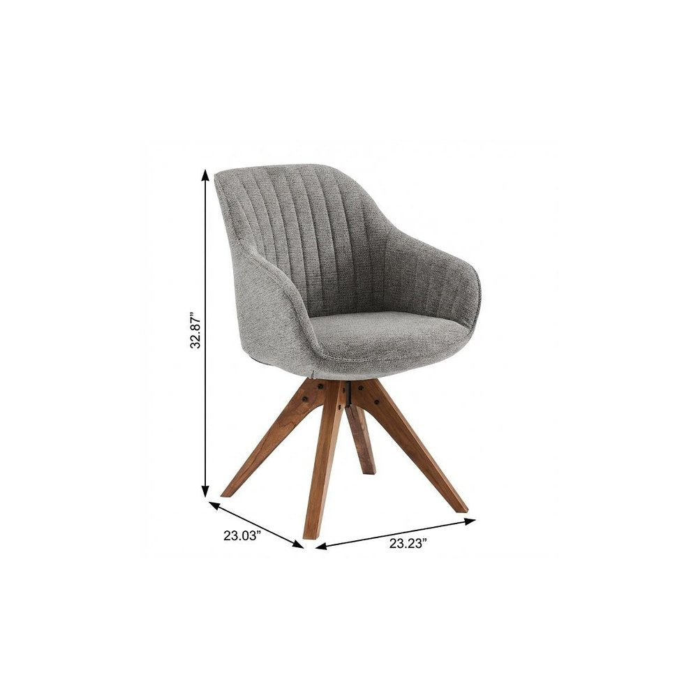 23" Gray Fabric And Natural Swivel Arm Chair
