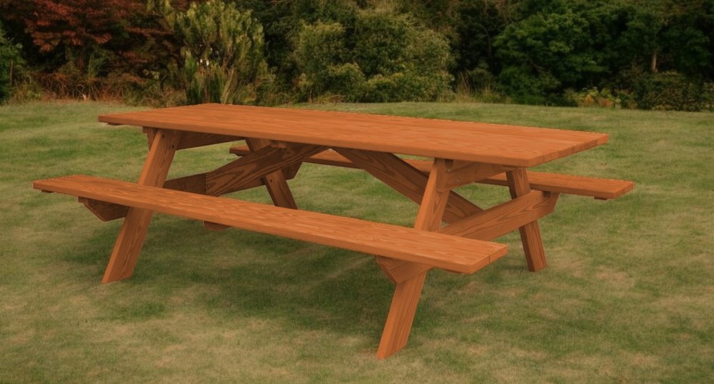 94" Brown Solid Wood Outdoor Picnic Table