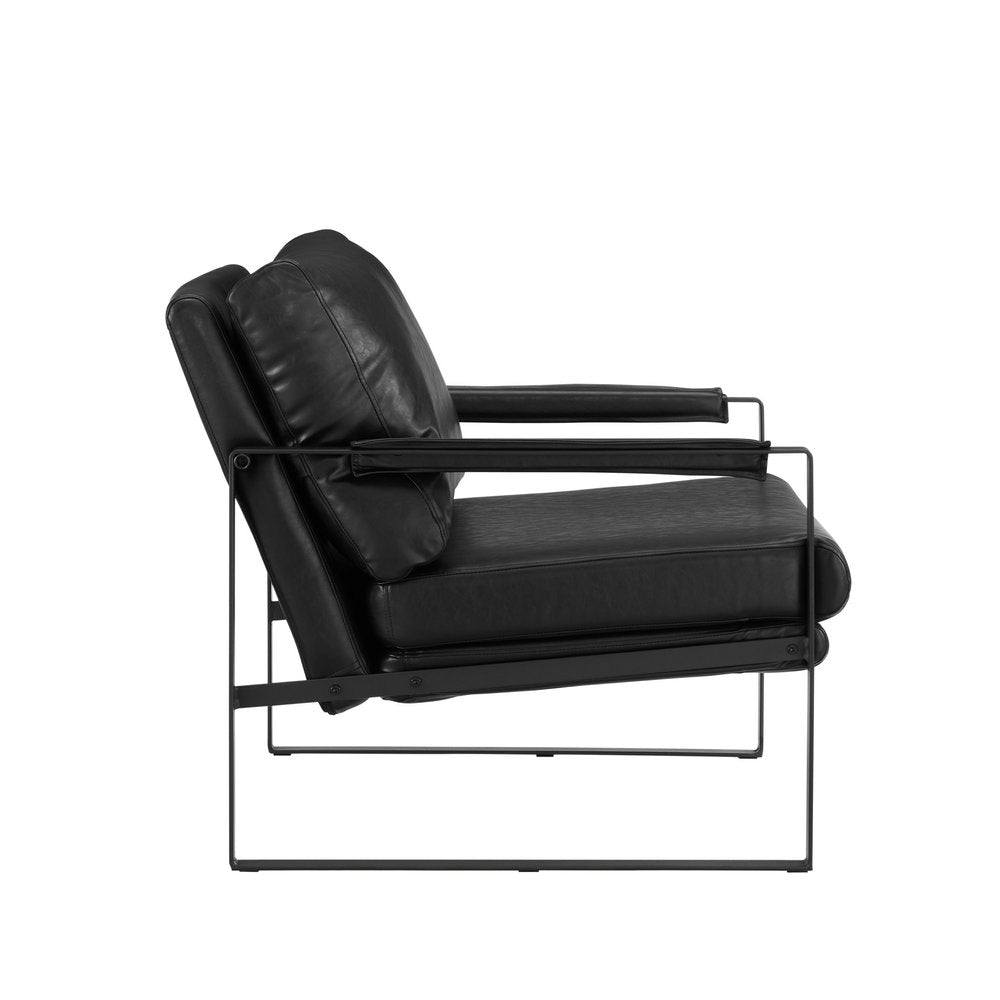 27" Black Faux Leather Arm Chair
