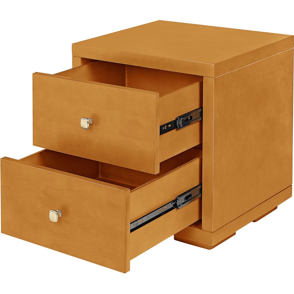 19" Light Brown Solid and Manufactured Wood Two Drawer Nightstand