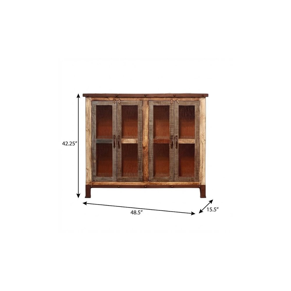 49" Brown Solid and Manufactured Wood Distressed Buffet Table