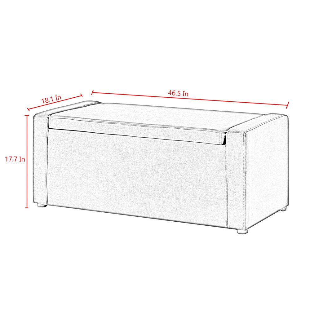 47" Gray and Black Upholstered Velvet Bench with Flip top