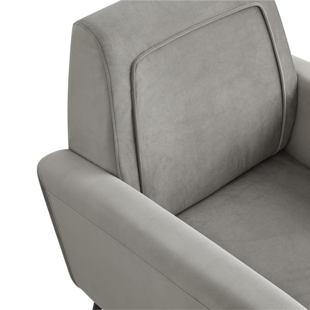 32" Gray And Black And Gold Velvet Arm Chair