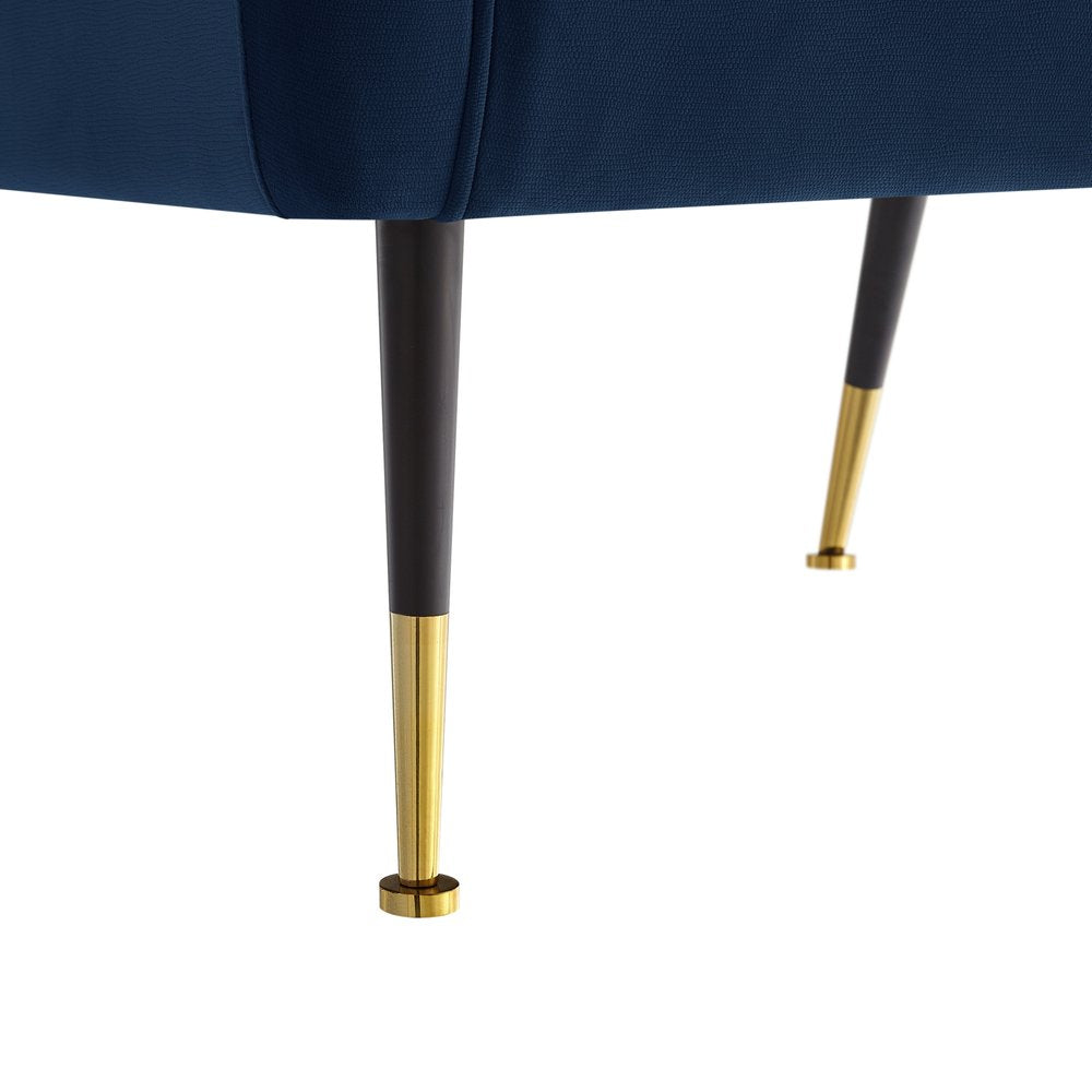 32" Gray And Black And Gold Velvet Arm Chair