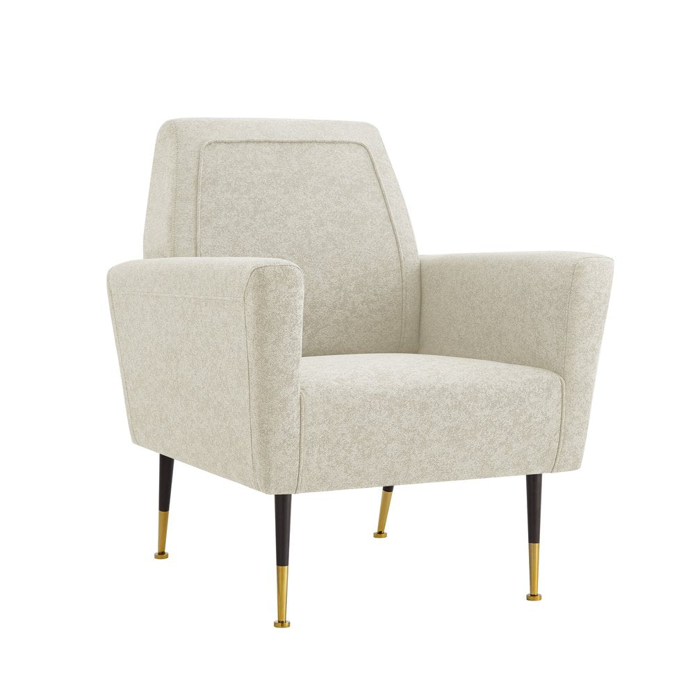 32" Gray And Black And Gold Velvet Arm Chair