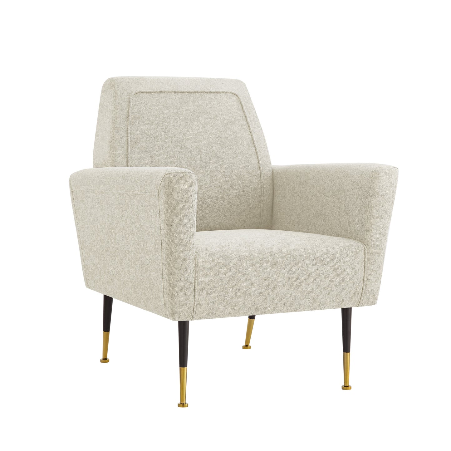 32" Gray And Black And Gold Velvet Arm Chair