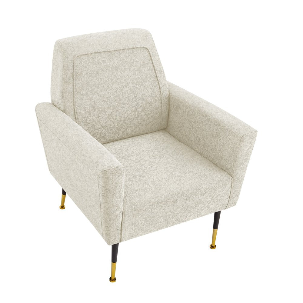 32" Gray And Black And Gold Velvet Arm Chair