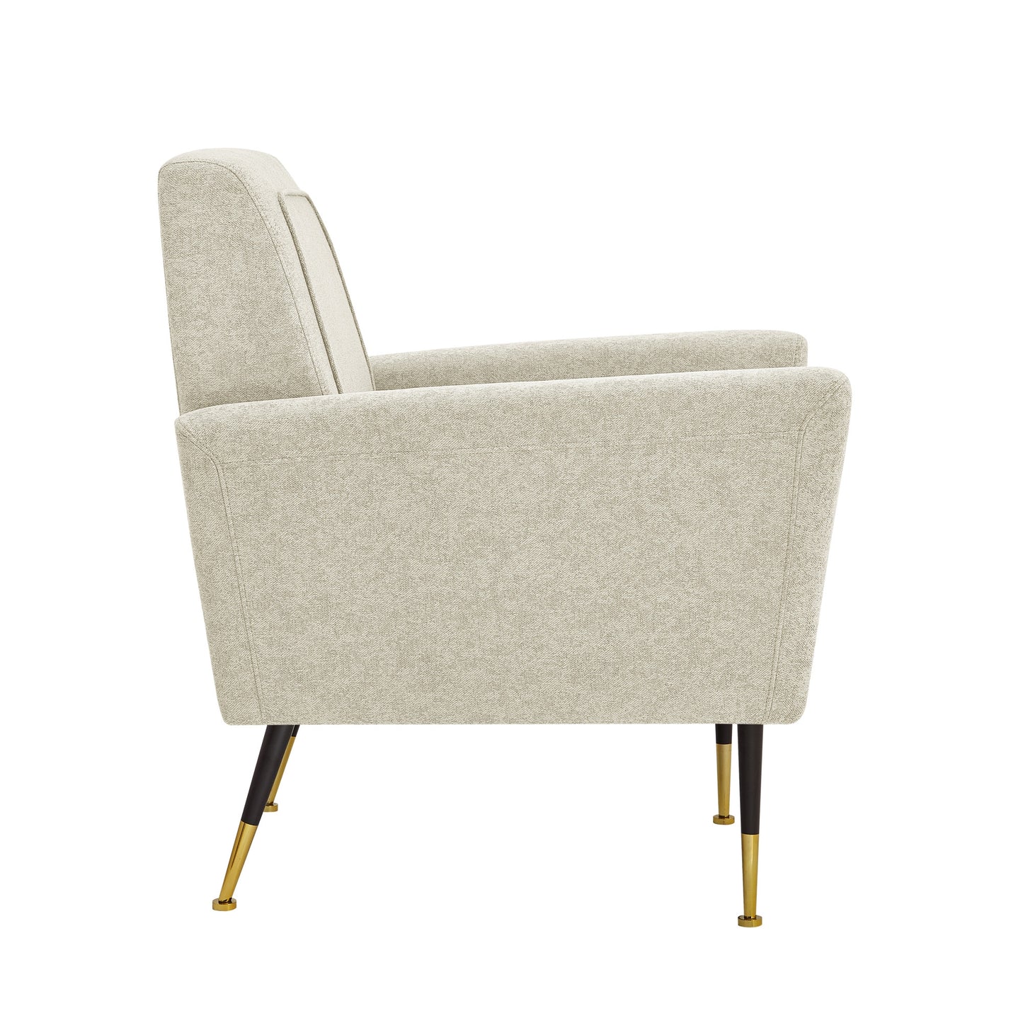 32" Gray And Black And Gold Velvet Arm Chair