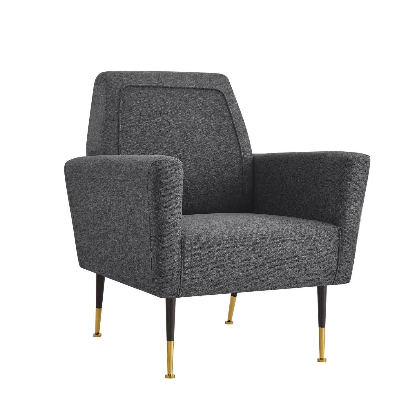 32" Gray And Black And Gold Velvet Arm Chair
