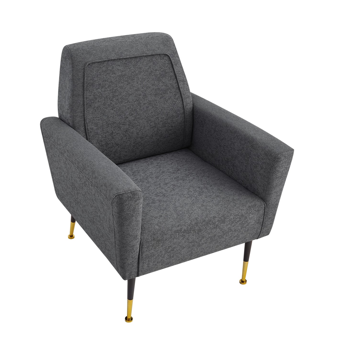 32" Gray And Black And Gold Velvet Arm Chair