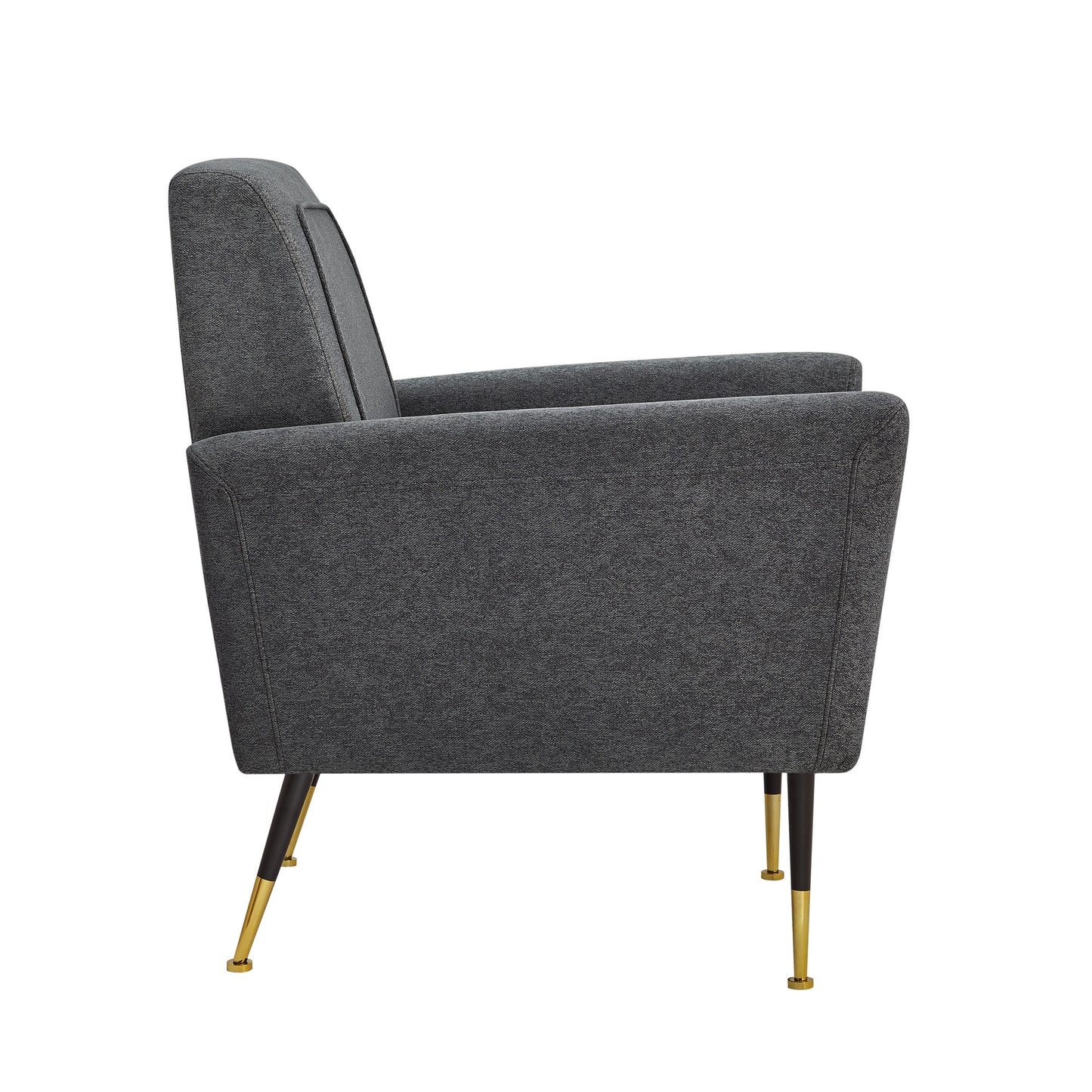 32" Gray And Black And Gold Velvet Arm Chair