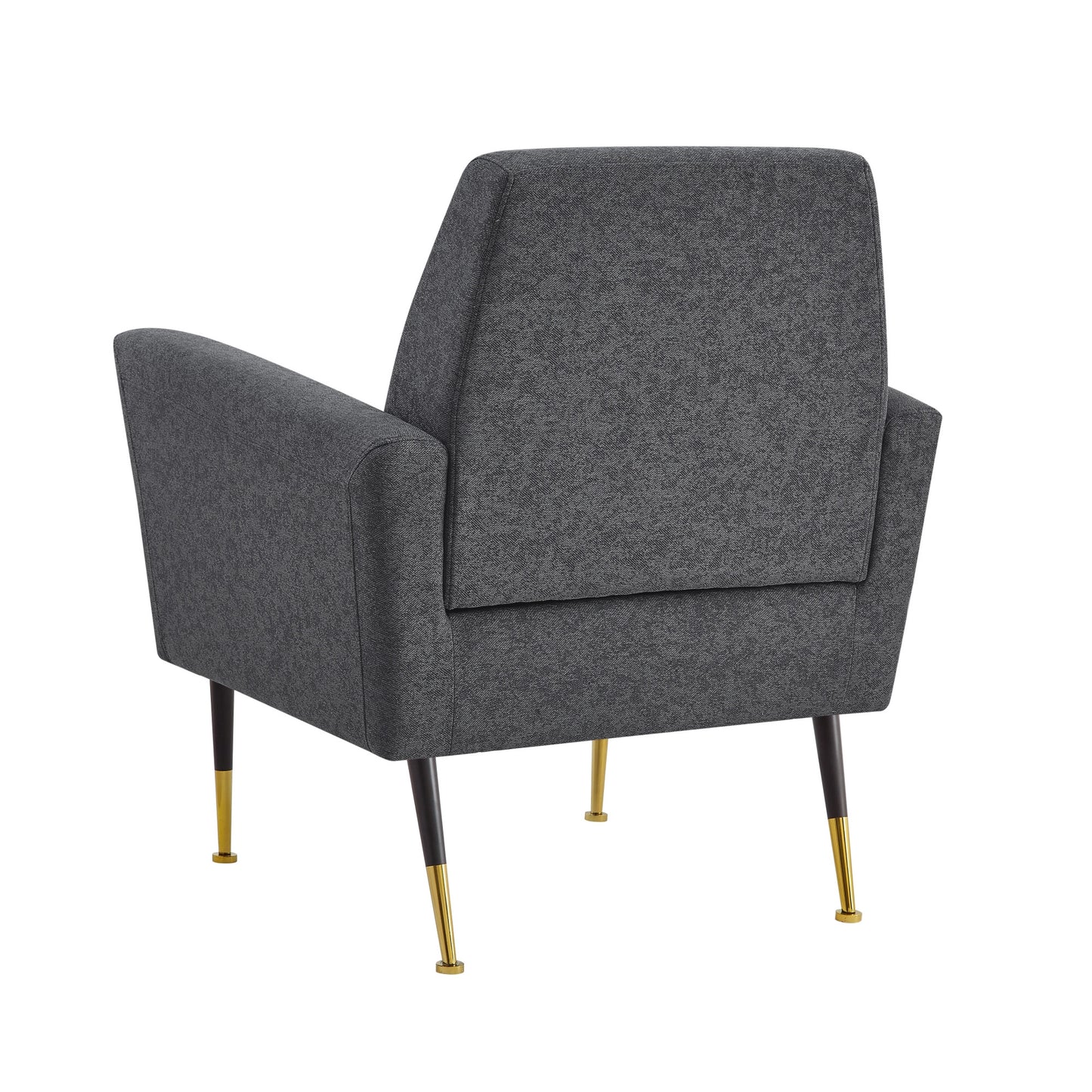 32" Gray And Black And Gold Velvet Arm Chair