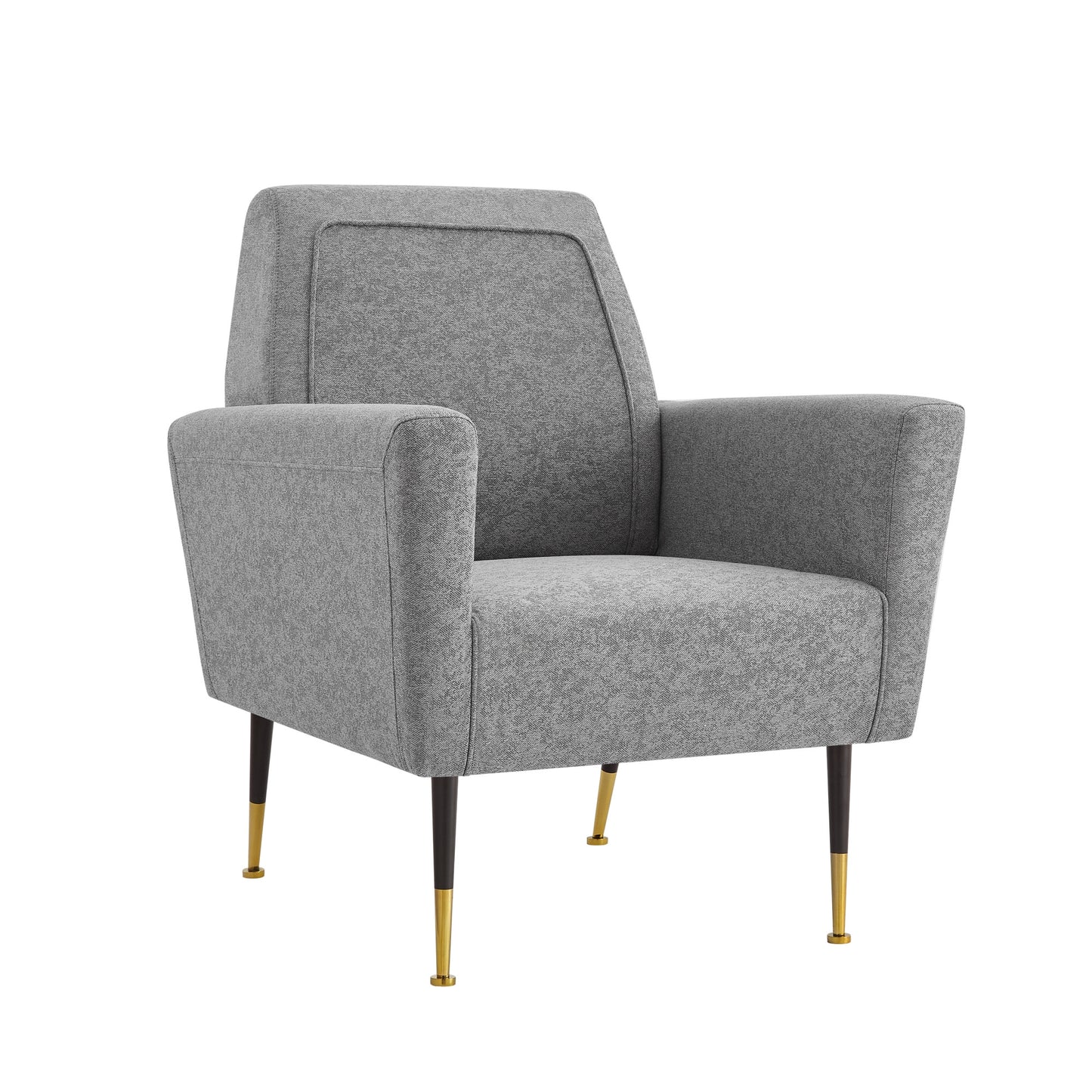 32" Gray And Black And Gold Velvet Arm Chair