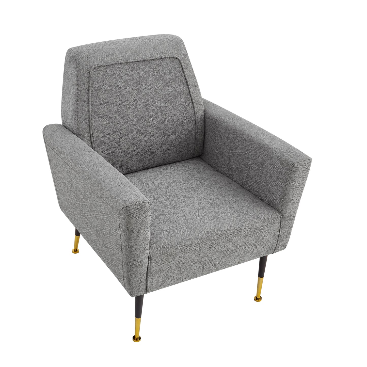 32" Gray And Black And Gold Velvet Arm Chair
