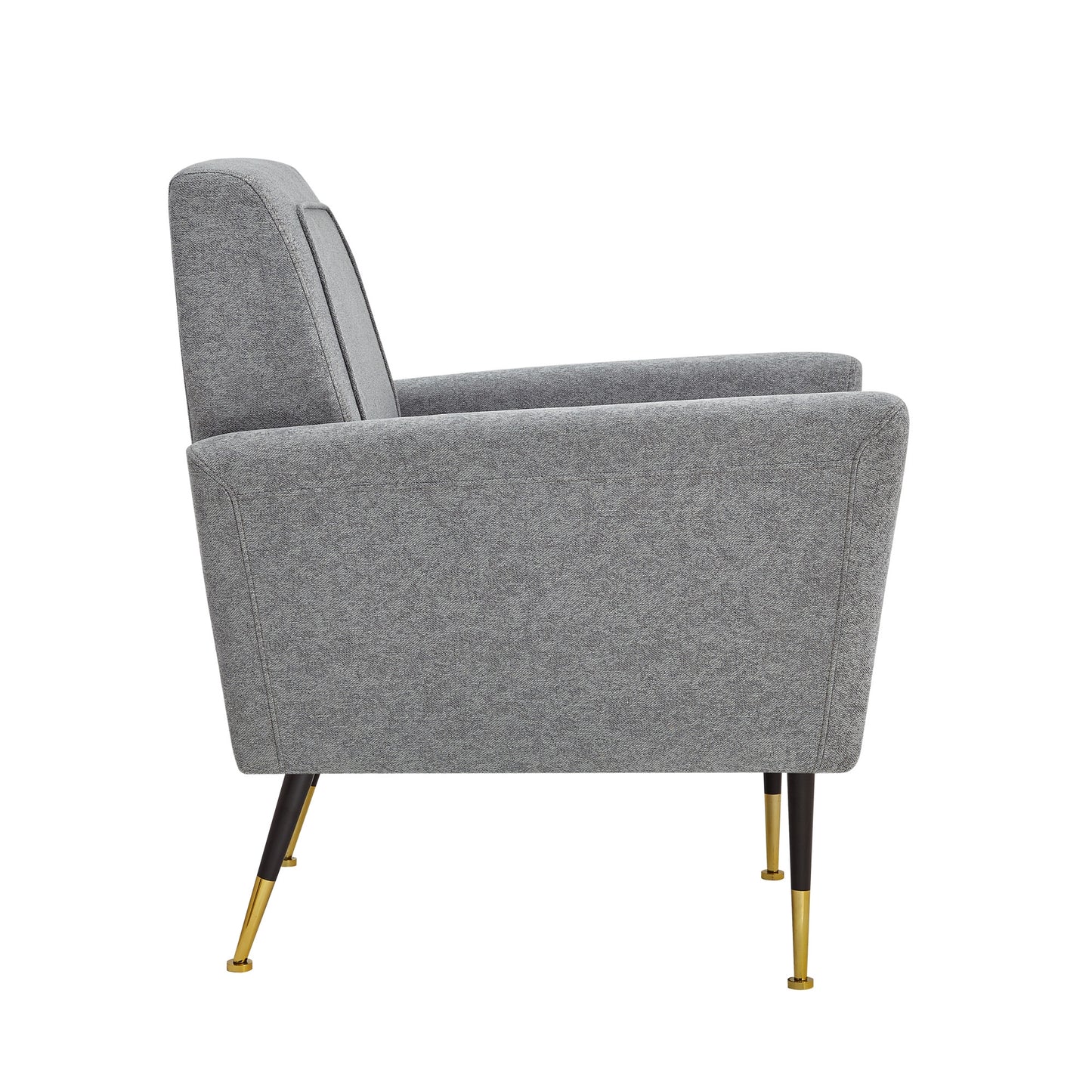 32" Gray And Black And Gold Velvet Arm Chair