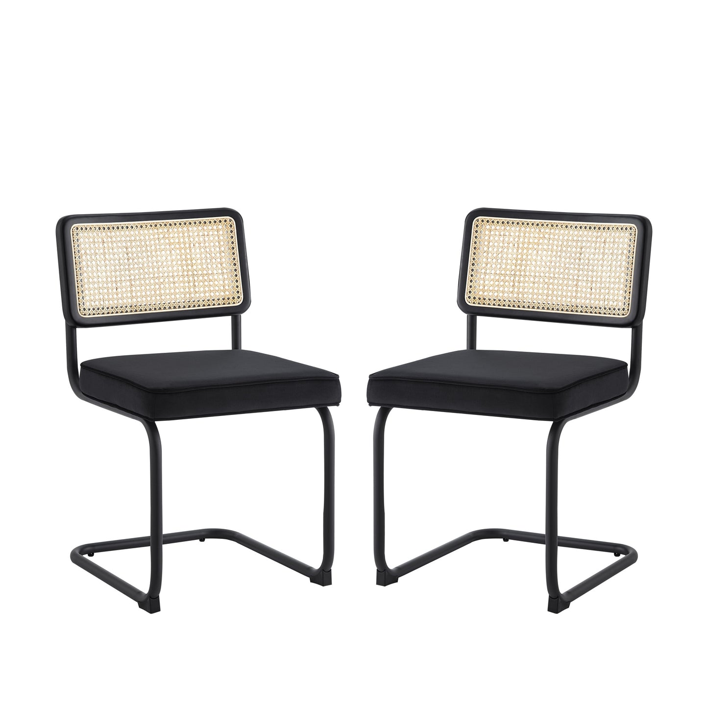 Set of Two Gray and Silver Upholstered Velvet Dining Side Chairs