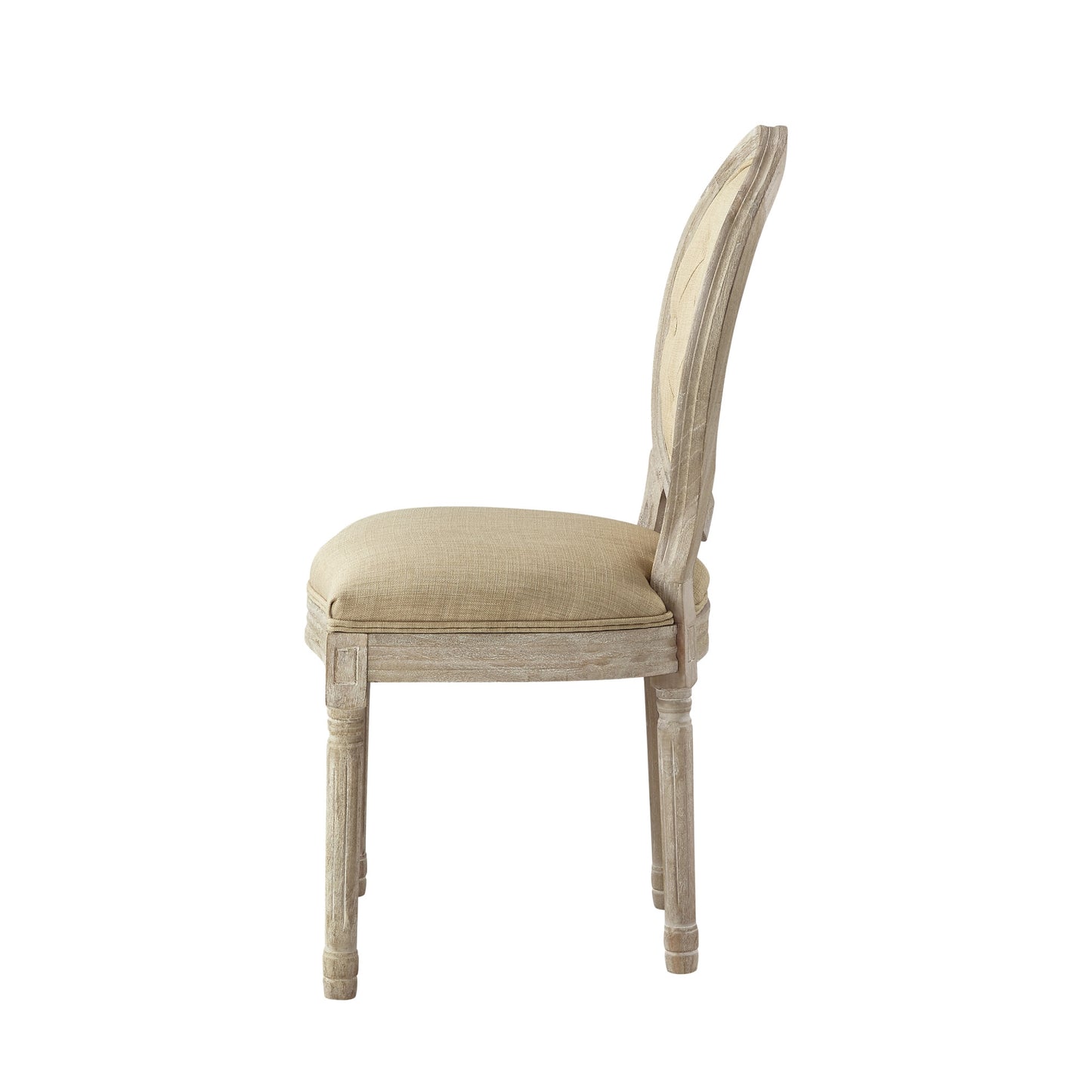 Tufted Cream and Brown Upholstered Linen Dining Side Chair