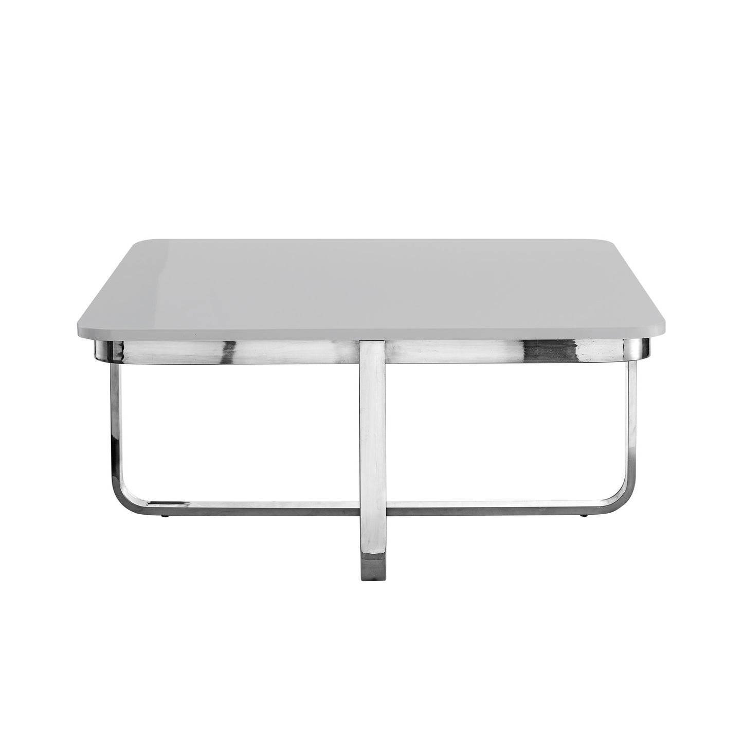 35" Black And Gold Stainless Steel Square Coffee Table