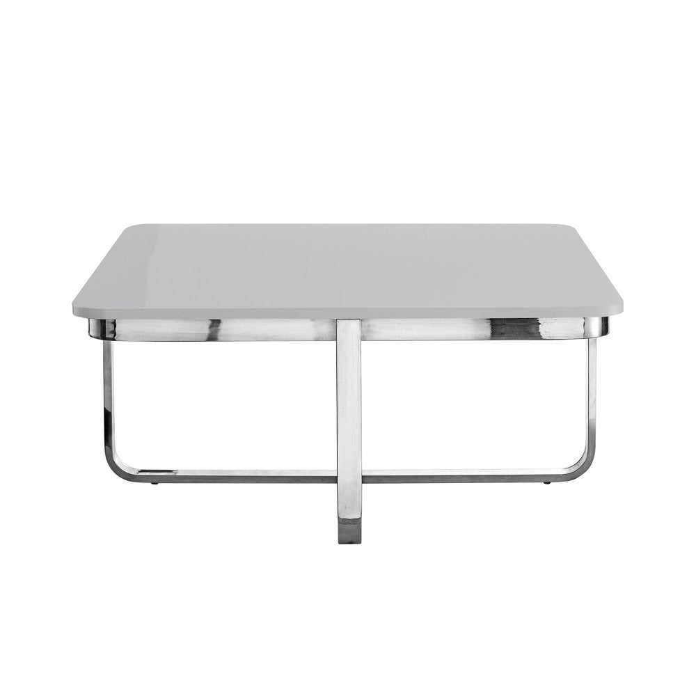 35" Black And Gold Stainless Steel Square Coffee Table