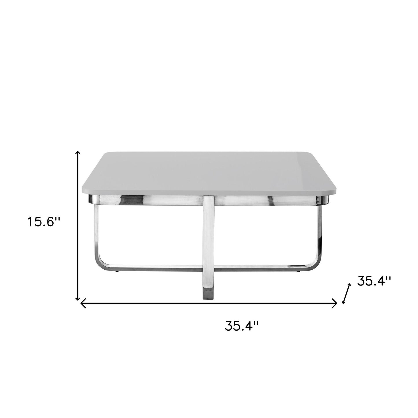 35" Black And Gold Stainless Steel Square Coffee Table