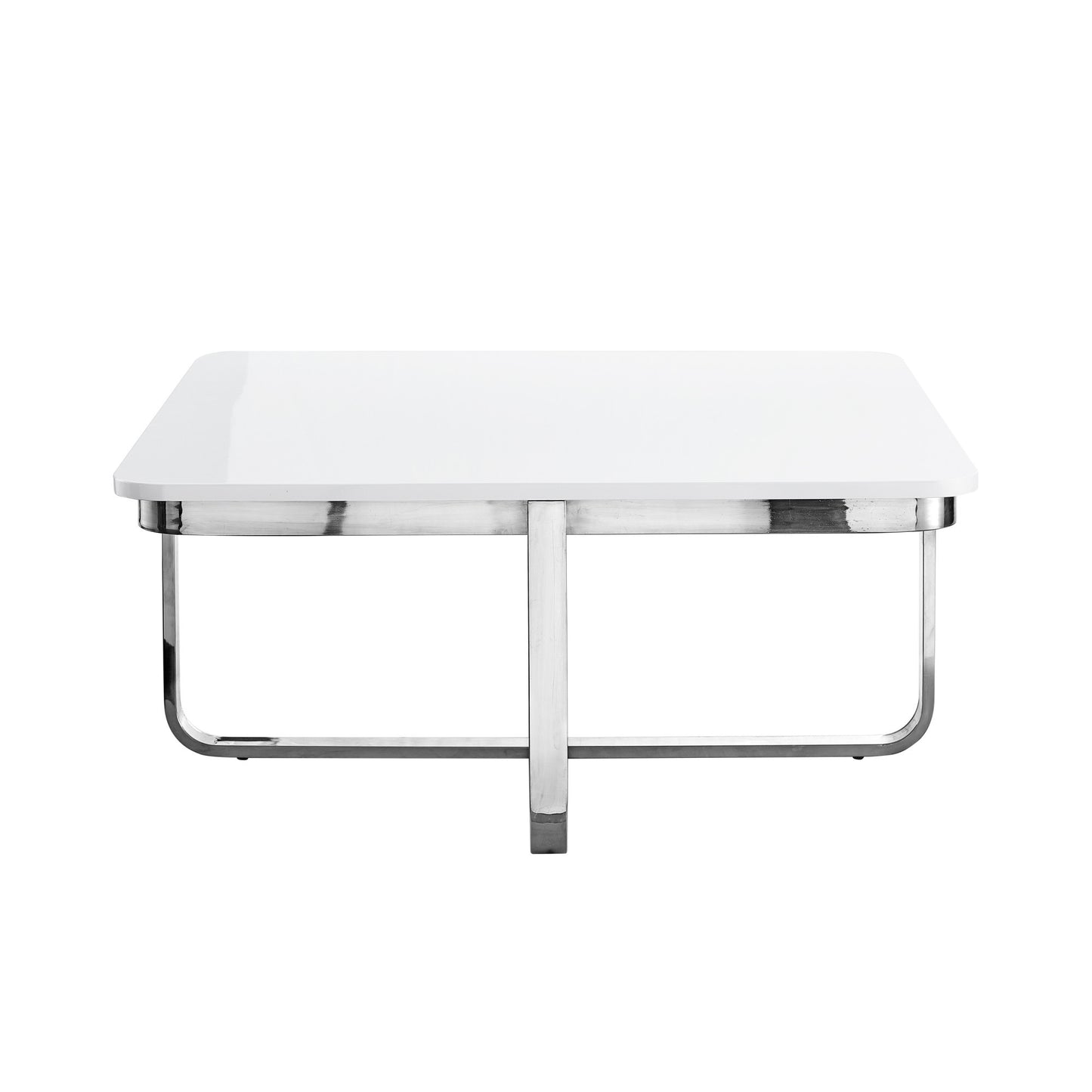 35" Black And Gold Stainless Steel Square Coffee Table