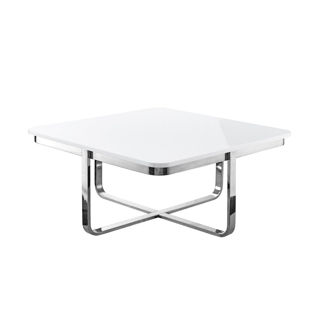 35" Black And Gold Stainless Steel Square Coffee Table