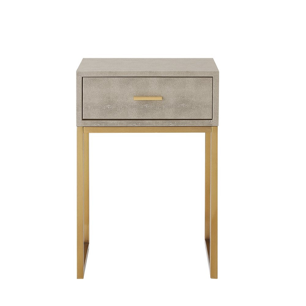 24" Silver Metallic And Navy Blue End Table With Drawer