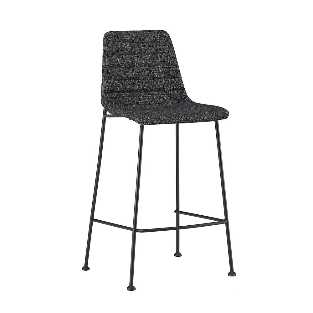 Set of Two 26" Black Fabric and Steel Low Back Counter Height Bar Chairs